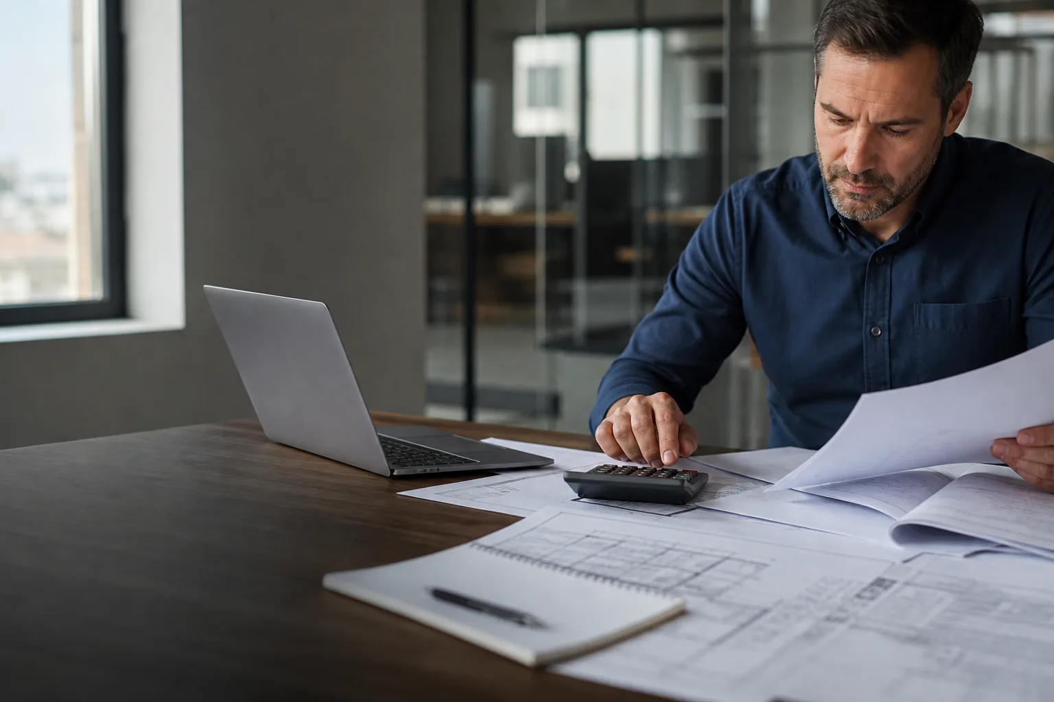 Estimator reviewing construction bids
