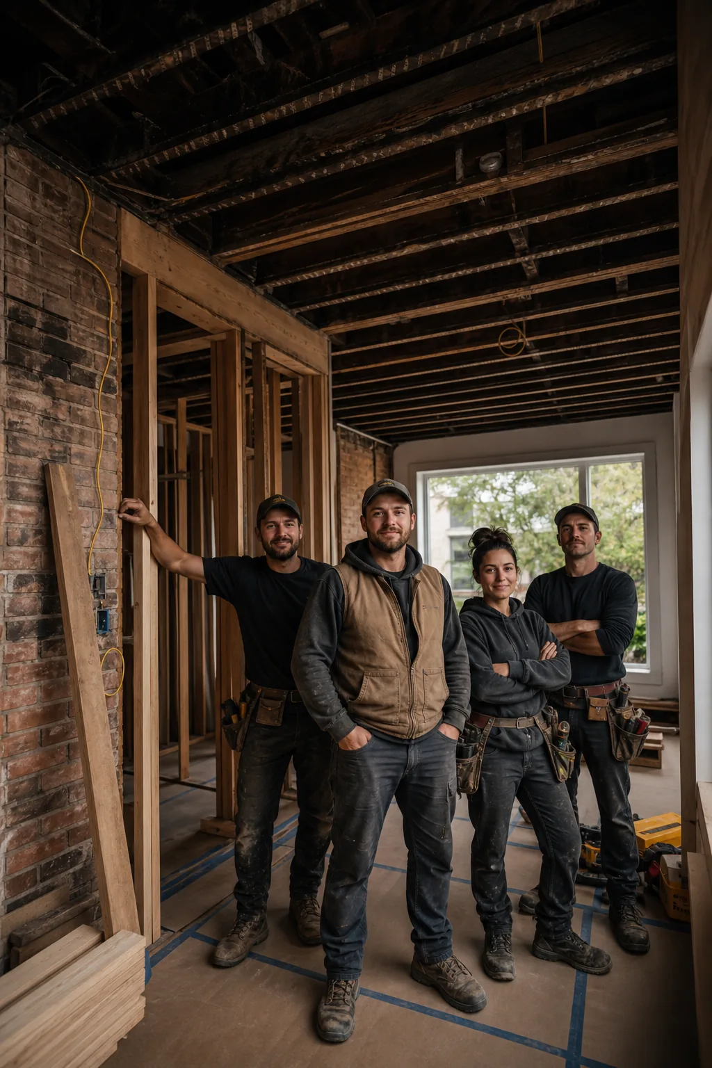 Bâtisseurs Pérenne construction team at a residential renovation