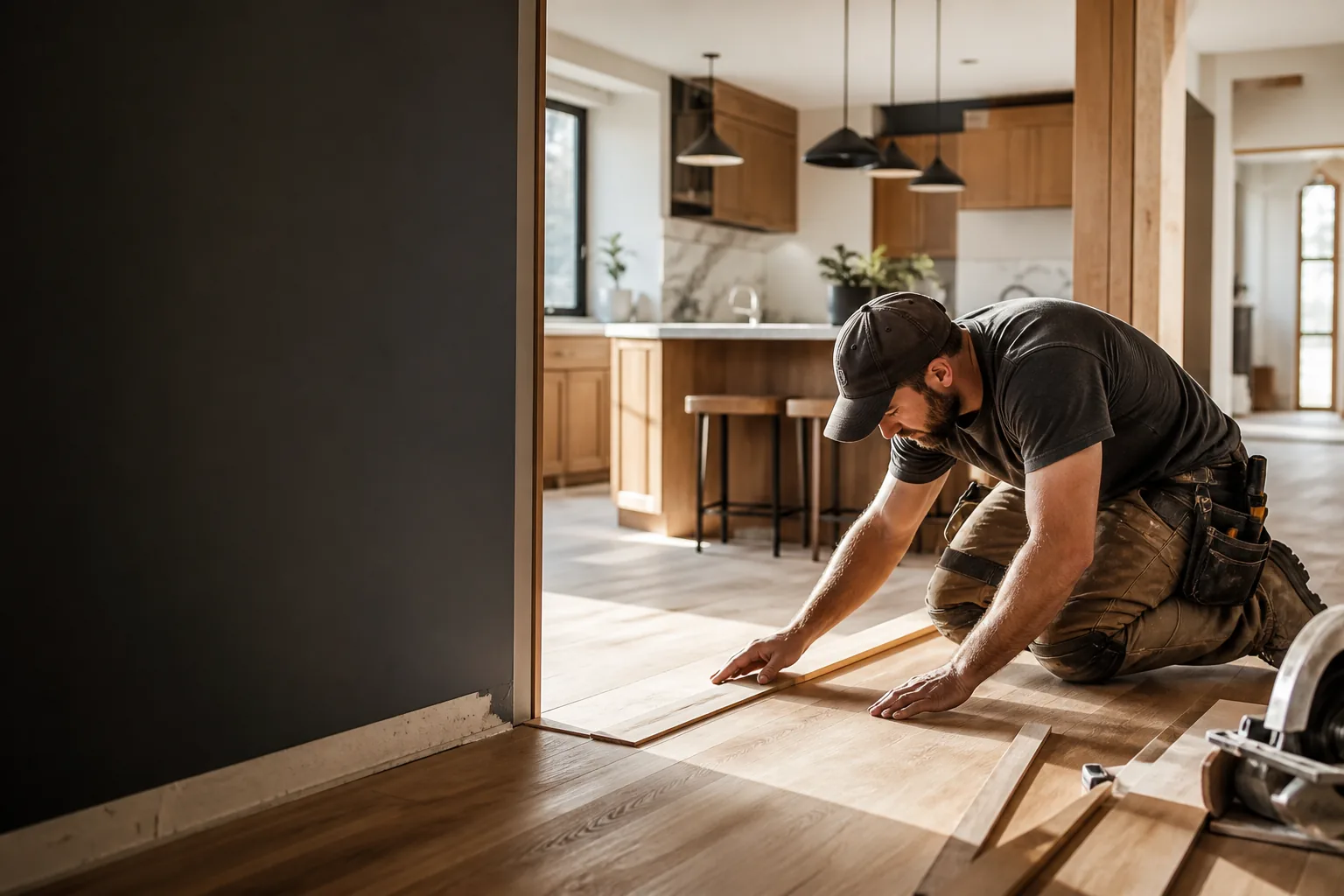 Craftsperson finishing a residential interior