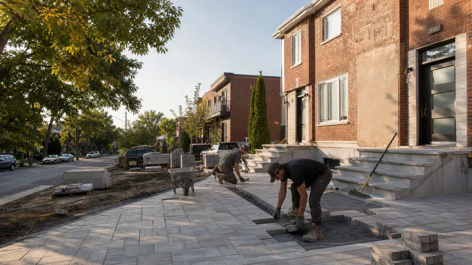 Exterior paving work in progress
