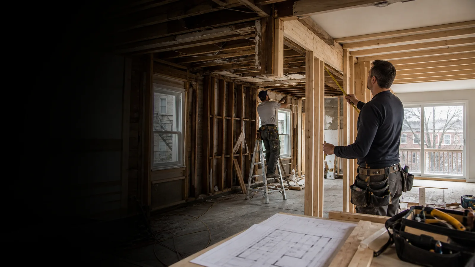 Residential renovation framing work in progress